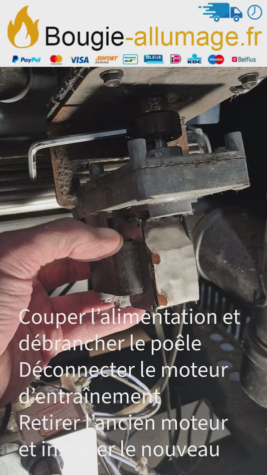 Motoréducteur 1 tr/min (RPM) pour poêle à granulés - Arbre 8,5 mm